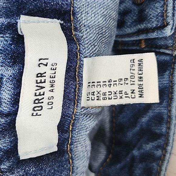 Forever 21 blue denim jeans mini skirt exposed button up pockets Y2K Size 31 - Picture 4 of 6